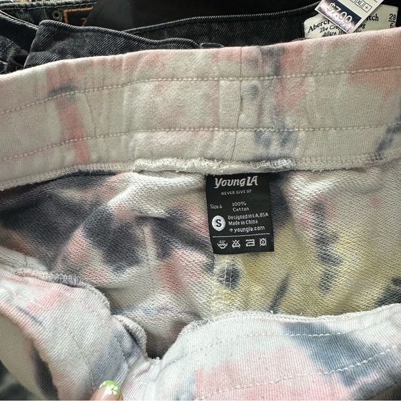 YoungLA tie dye sweatpants shorts women’s size s small cotton multicolor - Picture 2 of 3